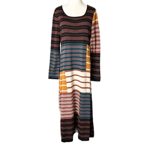 Striped Multicolor Long Sleeve Dress - Picture 2 of 6